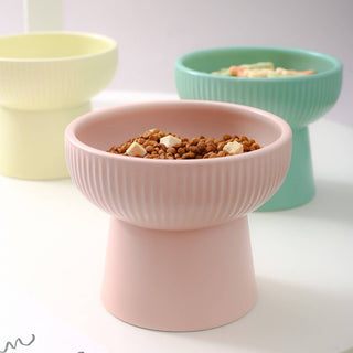 Striped Elevated Ceramic Pet Bowl for Cats & Dogs_CWMM5948 Toby Supply