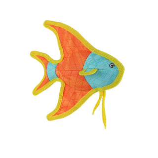 DuraForce Angel Fish dog toy, orange body with blue head, durable squeaky
