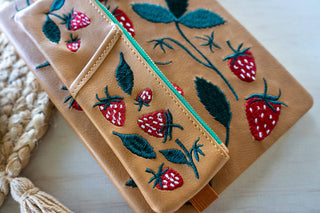 Elana's Berries Embroidered Notebook Pouch Denik