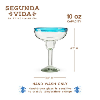 Primavera Recycled Glass Margarita Glasses - Set of 2 Twine