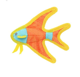 DuraForce Jr Angel Fish - Orange, Durable, Squeaky Dog Toy Dapper Tuffy Dog Toys - VIP Products
