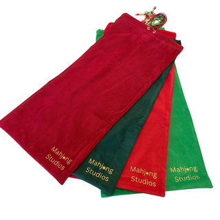 Set of four Mahjong rack storage bags in red, burgundy, orange, and green with gold text; fits 17.5–20 inch racks