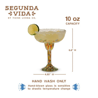 Artistico Recycled Glass Margarita Glasses - Set of 2 Twine