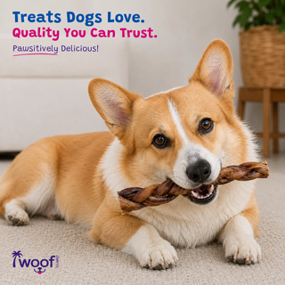 6in braided collagen stick dog treat; brown braided chew for dogs