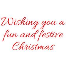 Boxed holiday cards with red foil-script greeting: Wishing you a fun and festive Christmas