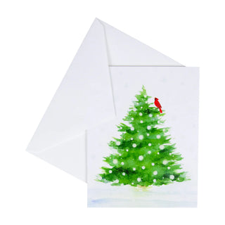 Snowy Tree With Cardinal - Boxed Holiday Cards  Caspari   