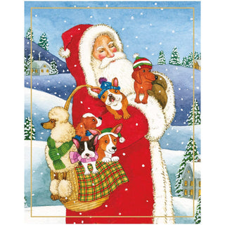 Santa With Dogs - Boxed Holiday Cards Caspari