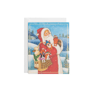 Santa With Dogs - Boxed Holiday Cards Caspari
