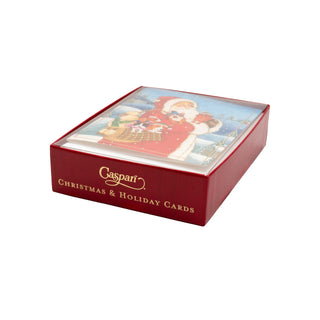 Santa With Dogs - Boxed Holiday Cards Caspari