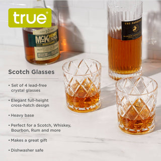 Diamond-Faceted Crystal Whiskey Glasses - Set of 4 TRUE