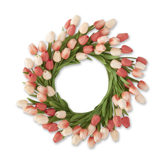 Real Touch Mini Tulip Wreath K&K Coral