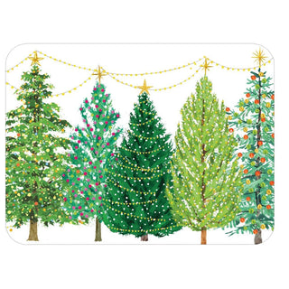 Christmas Trees With Lights - Paper Placemats Rectangle 12" Caspari