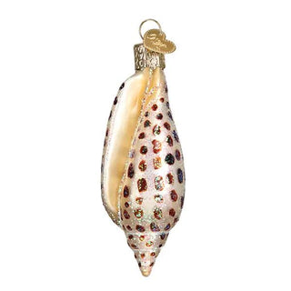 Junonia shell ornament with pearl finish and multicolored dots