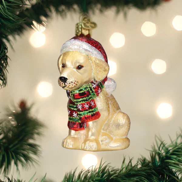 Holiday Yellow Labrador Puppy Ornament  Old World Christmas   