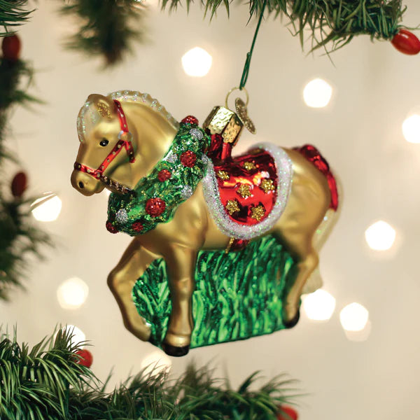 Horse With Wreath Ornament  Old World Christmas   