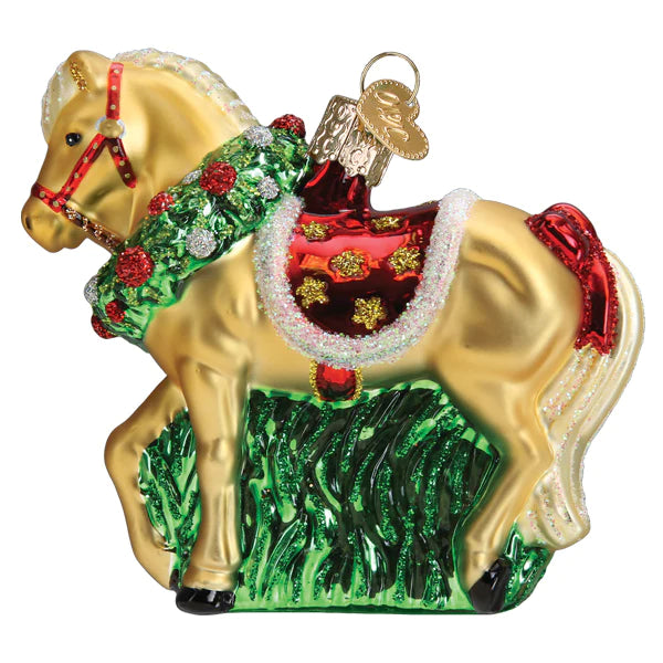 Horse With Wreath Ornament  Old World Christmas   