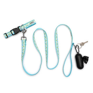 2-piece Mermaid collar and leash set in turquoise scale pattern