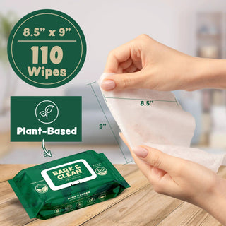 Extra Thick Herbal-Infused Dog Grooming Wipes, 100-count, green plant-based packaging