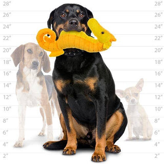 Mighty Ocean Seahorse plush squeaky dog toy, large yellow