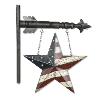 Americana Star Arrow Replacement arrows, metal patriotic star ornament with a crackled flag finish on a wall mount