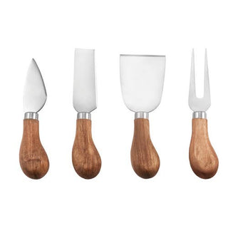 Acacia & Stainless Steel Gourmet Cheese Knives - Set of 4 Twine