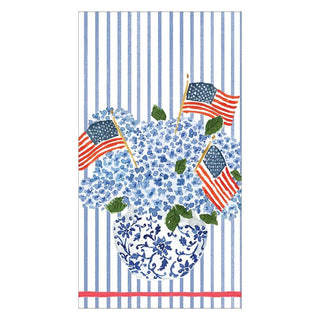 Guest Towel Napkin - Flags And Hydrangeas  Caspari   