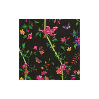 Cocktail Napkin - Sprigged Silk Black Caspari