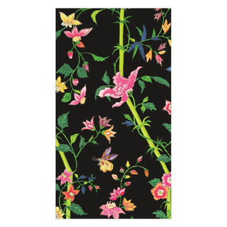 Guest Towel Napkin - Sprigged Silk Black Caspari