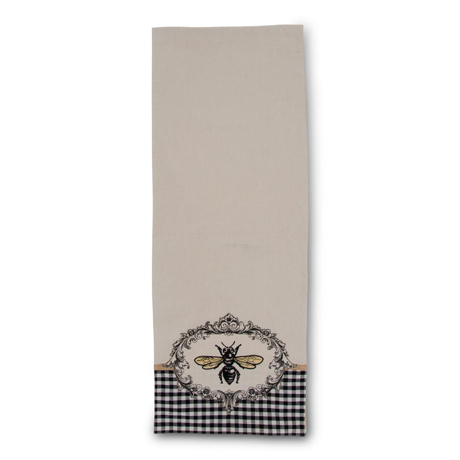 72 Inch Cream Table Runner w/Embroidered Bee Crest K&K