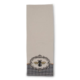 72 Inch Cream Table Runner w/Embroidered Bee Crest K&K