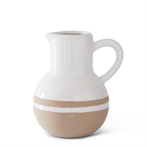 White w/Tan Stripes Ceramic Jugs & Vase  K&K A  