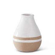 White w/Tan Stripes Ceramic Jugs & Vase  K&K B  