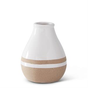 White w/Tan Stripes Ceramic Jugs & Vase  K&K B  