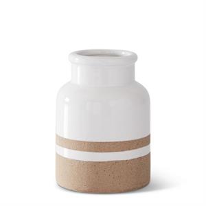 White w/Tan Stripes Ceramic Jugs & Vase  K&K C  