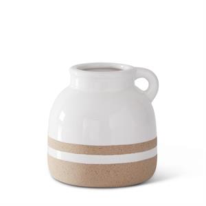 White w/Tan Stripes Ceramic Jugs & Vase  K&K D  