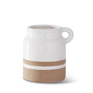White w/Tan Stripes Ceramic Jugs & Vase  K&K E  