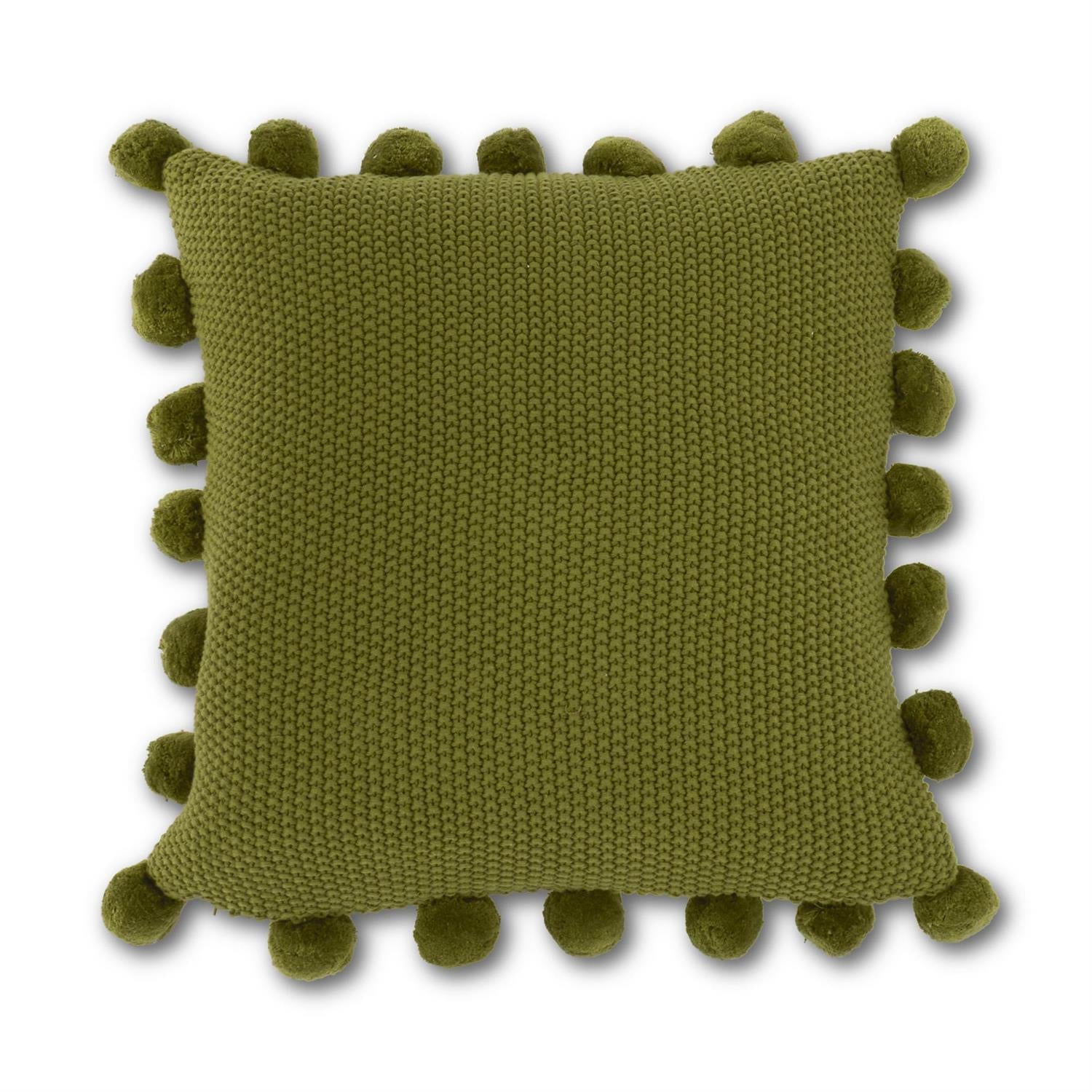 Stitch Knit Pillow w/Pompom Trim 21"  K&K Sage  