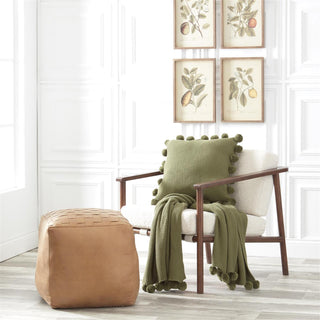 Stitch Knit Pillow w/Pompom Trim 21"  K&K   