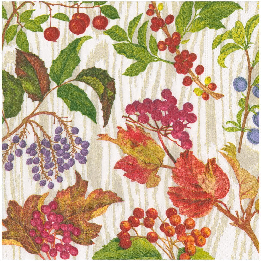 Dinner Napkin - Berry Botanical Taupe  Caspari   