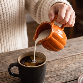 Orange pumpkin creamer pitcher, ceramic, for sugar bowls & creamers.