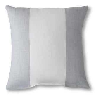 Square cotton pillow in gray with a thick white stripe