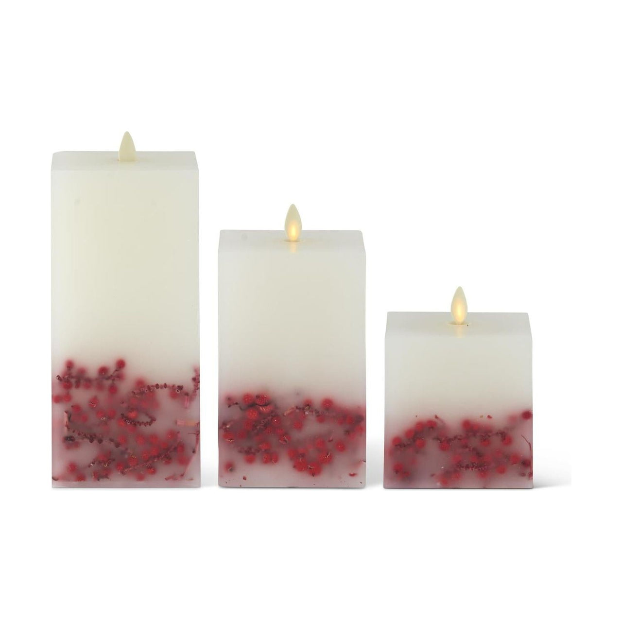 Luminara -  Indoor Flameless - Square Red Berry Flameless Candles K&K   