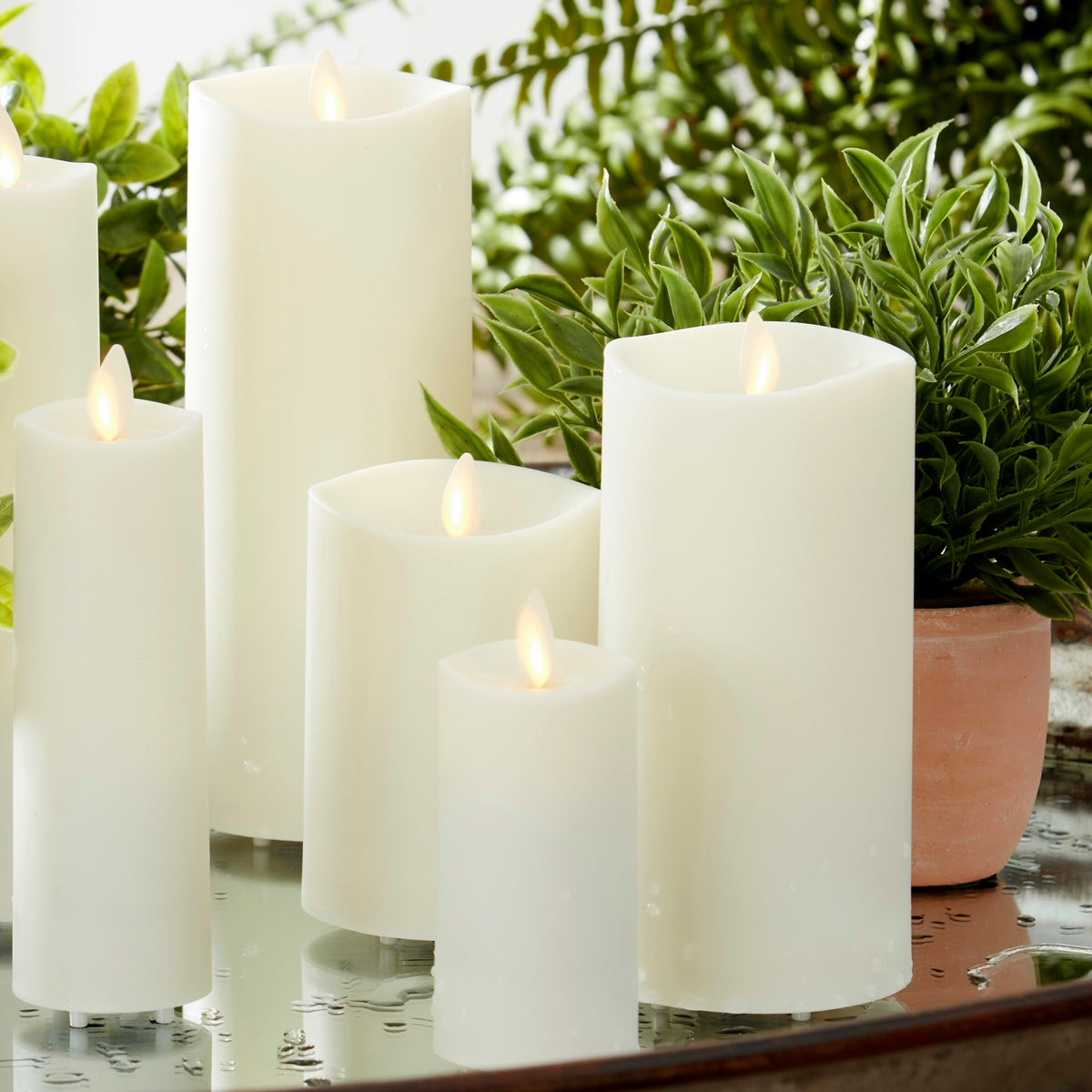 Luminara - Outdoor Flameless Pillar - Slim - Ivory Flameless Candles K&K   