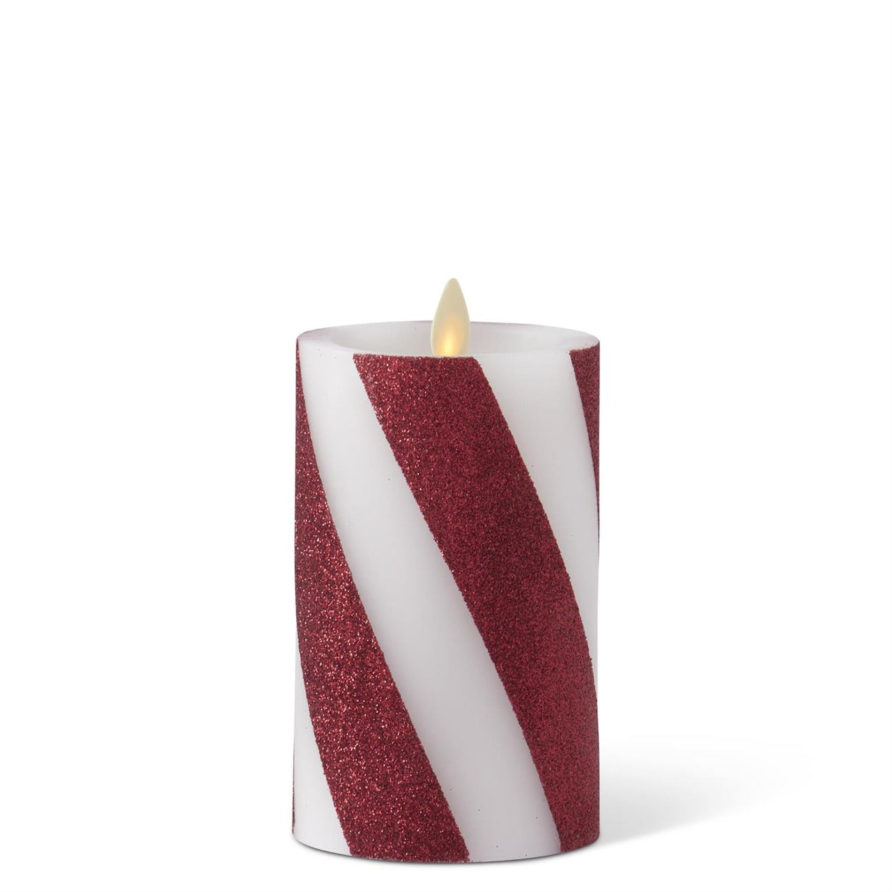 Candy Striped Wax Indoor Pillar Luminara Candle  K&K   