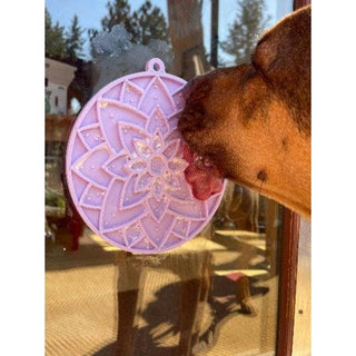Lotus eMat Enrichment Lick Mat with suction cups, pink silicone lotus design for dogs