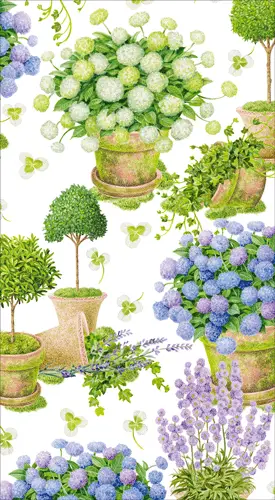 Guest Towel Napkin - Potted Hydrangeas