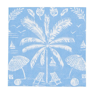 Cocktail Napkin - Palms And Parasols Ocean Caspari