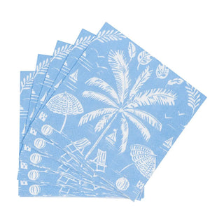 Cocktail Napkin - Palms And Parasols Ocean Caspari
