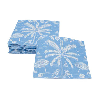 Cocktail Napkin - Palms And Parasols Ocean Caspari