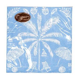 Cocktail Napkin - Palms And Parasols Ocean Caspari